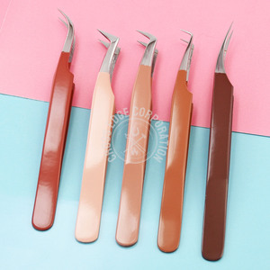 Fiber Tip 90 Degree Volume Tweezer Curved Classic Non-Slip Isolation Tweezer Eyelash Extension Tweezers Stainless - Product Image 4