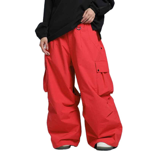 Pantalon de ski imperméable noir pour homme, coupe ample, style cargo avec fermeture à boutons, isolation synthétique, vêtements d'hiver pour adulte - Product Image 4