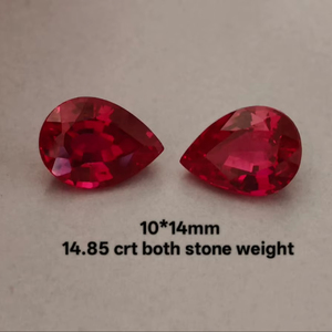 พลอยทับทิมทรงลูกแพร์เม็ดเดี่ยว สีแดงเข้ม คุณภาพพรีเมียม ผลิตในห้องปฏิบัติการ สำหรับทำเครื่องประดับ งานฝีมือ - Product Image 3