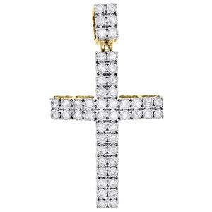 Pendentif en forme de croix pour femme, ensemble breloque en or jaune, véritable diamant, dôme bouffant, 1 CT, 10K - Product Image 1
