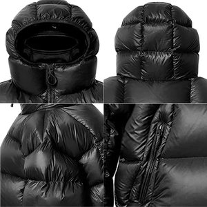 Veste matelassée à capuche unisexe noire, fermeture éclair, coupe-vent, vêtements d'hiver décontractés, rembourrage en coton, coupe régulière épaisse, écologique - Product Image 5