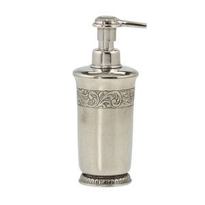 Dispensador de Jabón Líquido de Peltre Grabado, Botella de Metal de Latón Antiguo con Bomba para Loción de Manos, Ideal para Decoración de Baños de Hoteles de Lujo y Hogares - Product Image 1