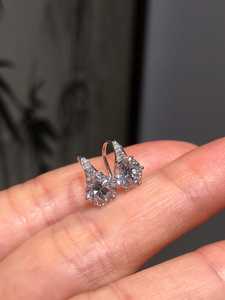 1Ct Each Round Cut Moissanite Huggies Hoop <b>Earrings</b> With 925 Silver <b>Fine</b> Romantic Jewelry for Women's Engagement Gift - Product Image 2