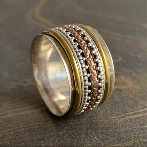 High Grade 925 Silver <b>Spinner</b> Multi Layer Wide Band <b>Ring</b> - Fine Jewelry For Parties & Occasional Wear - Product Image 3