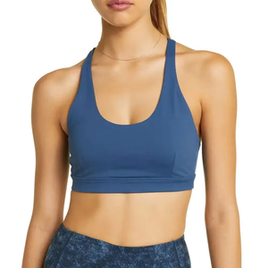 Soutien-gorge de sport de qualité supérieure fabriqué au Pakistan, nouveau design, soutien-gorge de sport bleu pour femmes avec dos à bretelles croisées, logo personnalisé - Product Image 1