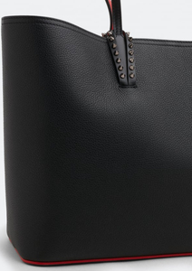 Sac fourre-tout en cuir véritable noir avec garniture et clous rouges, design élégant à ouverture supérieure pour femmes, idéal pour le shopping en toutes saisons - Product Image 5
