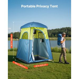 Tenda Doccia da Campeggio con Telaio in Alluminio, Spogliatoio Portatile a 1 Stanza con Sacca Doccia, Picchetti, Corde e Borsa per il Trasporto - Product Image 2