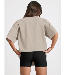 Nueva Llegada: Camiseta de Mujer 100% Algodón Sólido, Manga Media, Hombro Caído, Oversize, Casual, Holgada y Transpirable - Bangladesh - Product Image 4