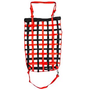 SHAHI INTERNATIONAL SI-HB-08 Bolsa de Heno de Alimentación Lenta para Caballos, Roja y Negra, de Malla de Polipropileno, con Correas Ajustables y Cómodas - Product Image 1