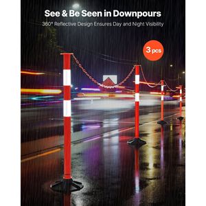 Set di 3 Coni Segnaletici Stradali Resistenti da 34 Pollici con Strisce Riflettenti, Catena e Base Appesantita - Product Image 2