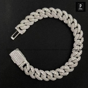<b>Iced</b> <b>Out</b> Cuban Link Bracelet 925 Sterling Silver Moissanite Diamond Look Bracelet Hip Hop Jewelry Wholesale - Product Image 2