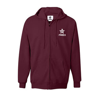 Sweat à capuche zippé intégral pour homme en polaire marron, veste zippée basique unie avec cordon de serrage, vêtements de sport décontractés, vente en gros, personnalisable - Product Image 1