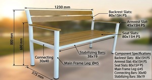 Outdoor Waterproof Patio <b>Bench</b> <b>Metal</b> Modern Minimalist Park Seat Garden Lounge Furniture - Product Image 5