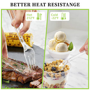 Ensemble de couverts classiques jetables en PP/PS biodégradable, écologique, sans BPA, recyclable, de qualité alimentaire, pour fêtes (fourchettes, couteaux, cuillères) - Product Image 6