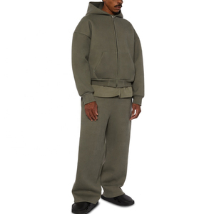 Survêtement unisexe personnalisé en molleton bouclette avec fermeture éclair, ensemble de luxe vierge pour homme, sweat à capuche et pantalon de survêtement avec fermeture éclair, FABRIQUÉ PAR BS - Product Image 2