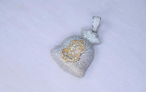 จี้เงินแท้ 925 ชุบโรเดียม รูปถุงเงินประดับเพชรโมอิสซาไนต์ สไตล์ฮิปฮอป สำหรับทุกเพศ เหมาะสำหรับเป็นของขวัญวันครบรอบ - Product Image 4