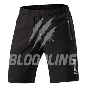 Bermuda décontracté noir pour homme BLOODLINE, séchage rapide, taille élastique, motif camouflage, matière PU, poche avant - Product Image 1