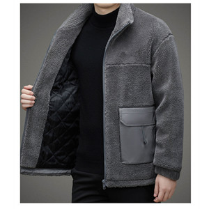 Customized Logo Adjustable Hem Winter <b>Jacket</b> Fashion Zipper Pockets <b>Sherpa</b> <b>Jacket</b> <b>for</b> <b>Men</b> - Product Image 2