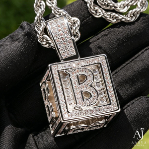 Collier avec pendentif lettre micro-incrusté plaqué or couleur argent, bijoux hip-hop unisexe, cadeau - Product Image 6