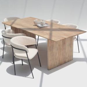 Table à manger Vandana Aureo Vento en bois de manguier avec pieds plats et design contemporain solide - Product Image 1