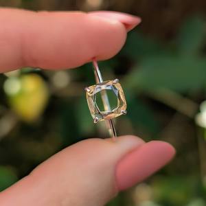 Anillo Cuadrado de Topacio Limón Natural, Gema Amarilla Clara, Plata de Ley 925, Anillo Elegante, Regalo de Joyería - Product Image 1