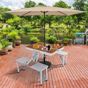 50kg Aluminum Alloy One Piece Camping Table and Chair 136*85.5*67cm Wood Grain Color - Product Image 6