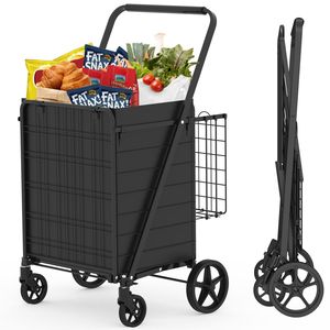 Carrello spesa pieghevole extra large con doppio cestello, rotazione a 360 gradi, su ruote - Product Image 1