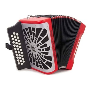 Acordeón diatónico Hohner COER Compadre E a D de 3 filas con rejilla roja y plateada, paquete completo - Product Image 1