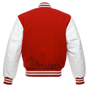 Blousons universitaires en cuir personnalisés pour hommes et femmes, avec broderies d'équipes scolaires, patchs en toile et doublure en laine - Product Image 2