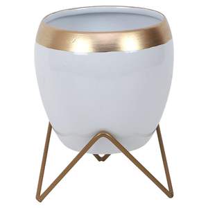 Maceta de Metal Dorada de Estilo Nórdico Art Deco con Soporte Alto, Maceta Geométrica de Lujo para Plantas de Interior, Decoración para el Hogar y Hoteles - Product Image 5