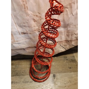 Red Spiral Metal Christmas <b>Tree</b> With Star Topper Indoor Decor Standing Ornament Lightweight No Light Included From India - Product Image 4