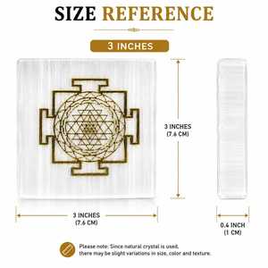 Natural Selenite <b>Square</b> Charging Plate Shree Yantra Engraved Gemstone Decorative Stone Plate for Home Gift - Product Image 2