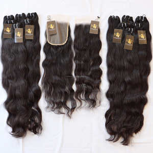 <b>Top</b> Quality Wavy Human Hair Weave Bundles With Closure 13x4 13x6 Transparent Swiss Hd <b>Lace</b> Frontal With Raw Indian Hair Bundles - Product Image 2