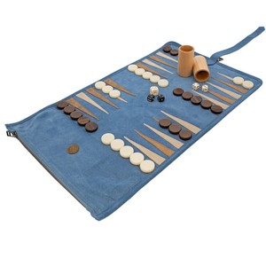 Jeu de backgammon portable de luxe - Jeu de société de voyage avec étui en cuir et pions en résine pour adultes et enfants - Cadeau de backgammon - Product Image 2
