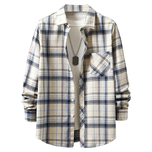 Chemises en flanelle à carreaux pour hommes, manches longues, en coton, style hiver, pour la mode en plein air. - Product Image 1