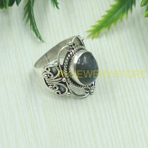 Natural Labradorite Gemstone <b>Ring</b> 925 Sterling Silver Handmade Vintage Boho <b>Statement</b> <b>Ring</b> Oval Cabochon Jewelry for Unisex Him - Product Image 5
