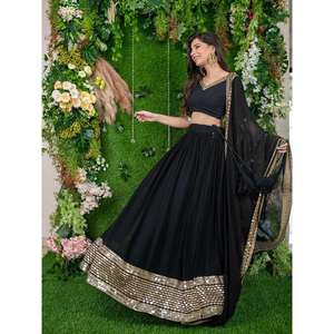 Ravissant Travail Brodé Noir Georgette Lehenga Choli - Product Image 4