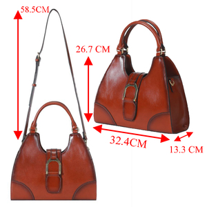 Bolsos de Hombro y Bandolera de Cuero Genuino para Mujer, de Lujo, con Cierre de Cremallera/Abierto, Bolsos de Mano de Diseño Moderno - Product Image 3