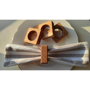 Modern Geometric Napkin Rings (<b>Set</b> of <b>6</b>) Elegant Wooden Table Decor <b>for</b> Weddings Parties and Holiday <b>Dinners</b> Minimalist Style - Product Image 4