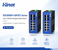 Switch PoE Industrial Gigabit de 8 Puertos RJ45 de 1 Gbps, Gestado de Capa 3, Montaje en Riel DIN, 4 Puertos SFP Uplink Gigabit con SNMP y QoS