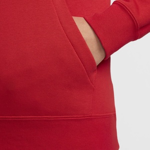 Sweat-shirt à col zippé rouge pour femme avec poche kangourou, manches longues, haut décontracté en polaire, vêtements de sport athlétiques, vente en gros - Product Image 4