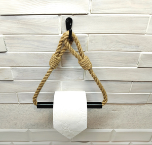 Home Storage Rope Toilet Paper <b>Roll</b> Holder Metal Hook Hanger Wall Storage Towel Holder for Bathroom Decor in Home or Hotel - Product Image 1