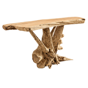 Table console ARTERRA en bois massif rustique en racine de teck, faite à la main, écologique, bord naturel, moderne, durable et facile à nettoyer, pour salon - Product Image 1