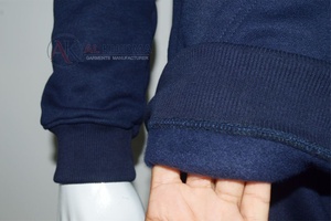 เสื้อฮู้ดซิปโอเวอร์ไซส์สีน้ำเงินกรมท่าสำหรับผู้ชาย 450 GSM ผ้าฝ้ายฟลีซหนานุ่ม 100% มีกระเป๋าหน้า ปักโลโก้แบบตรงรุ่น ทรงปกติ - Product Image 5