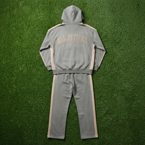 Conjunto de chándal de dos piezas para hombre, estilo vintage, con sudadera con cremallera y pantalones de chándal de pierna ancha, con bloques de color, al por mayor - Product Image 5