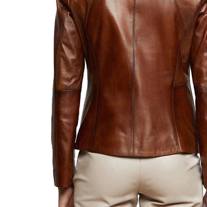 Women's Casual Breathable Printed Leather Jacket Slim-fit Spring Fall Solid Color Cotton Women's Leather Jacket Breathable - Product Image 4