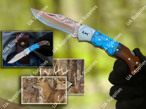 Cuchillo Plegable de Bolsillo EDC de Cobre Damasco de Grado Industrial con Punta de Gota - Cuchillo de Camping OEM/ODM Disponible, Cuchillo de 6.5 Pulgadas de Largo - Product Image 3