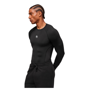 Chemise de compression à manches longues pour homme, coupe ajustée, anti-transpiration, pour entraînement, gym, sport, sous-vêtement technique, noir - Product Image 2