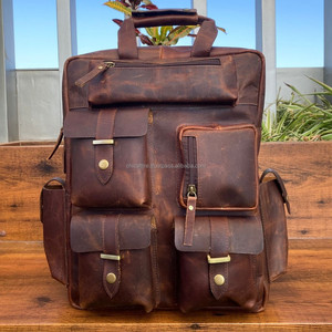 กระเป๋าเป้สะพายหลังหนังวัวหนังแท้สำหรับเดินทาง, กระเป๋าเป้ใส่แล็ปท็อปมีหลายช่องใส่แล็ปท็อป - Product Image 5