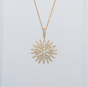 สร้อยคอชุบทอง14K/18K สีเหลืองสร้อยคอจี้เพชรรูปดาวกระจายสำหรับห้องปฏิบัติการปลูกเพชรกลมสร้อยคอโซ่กลม - Product Image 2